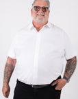 Wide the Brand | Fitted Short Sleeve Shirt | XL to 6XL | White