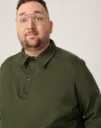 Wide the Brand | Long Sleeve Stretch Polo Shirt | XL to 6XL | Forest Green