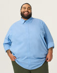 Wide the Brand | Long Sleeve Stretch Shirt | XL to 6XL | Peri Blue