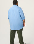 Wide the Brand | Long Sleeve Stretch Shirt | XL to 6XL | Peri Blue