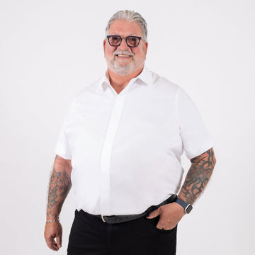 Wide the Brand | Fitted Short Sleeve Shirt | XL to 6XL | White