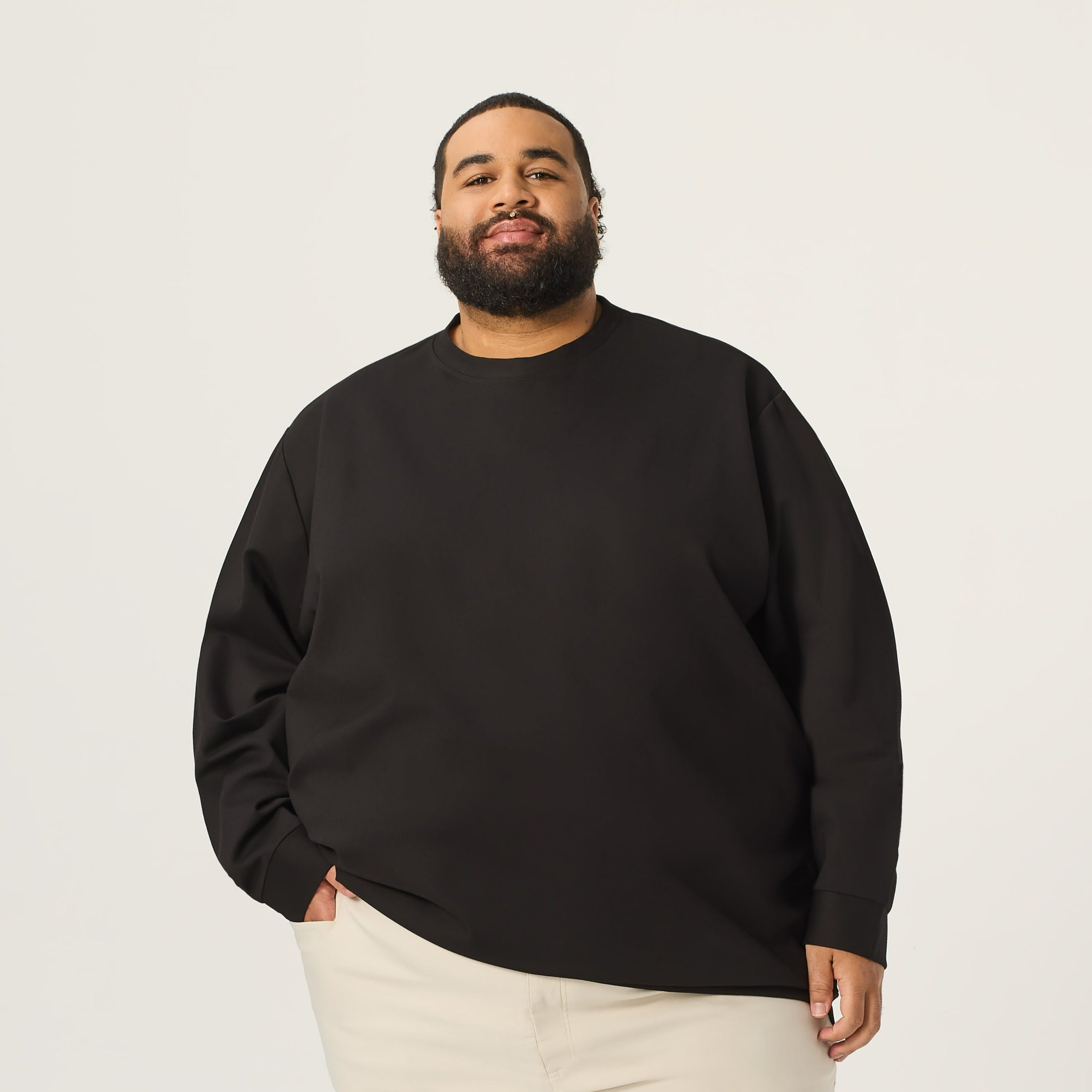 Wide the Brand | Stretch Crewneck Sweater | XL to 6XL | Black