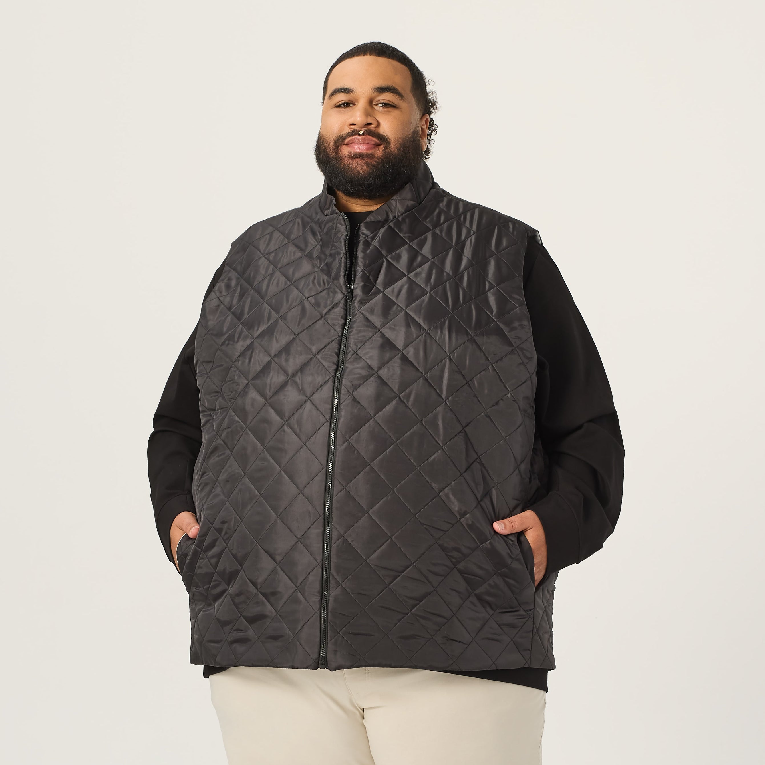 Wide the Brand | Quilted Puffer Vest | XL to 6XL | Black