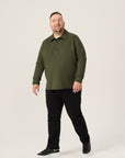 Wide the Brand | Long Sleeve Stretch Polo Shirt | XL to 6XL | Forest Green
