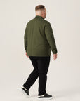Wide the Brand | Long Sleeve Stretch Polo Shirt | XL to 6XL | Forest Green