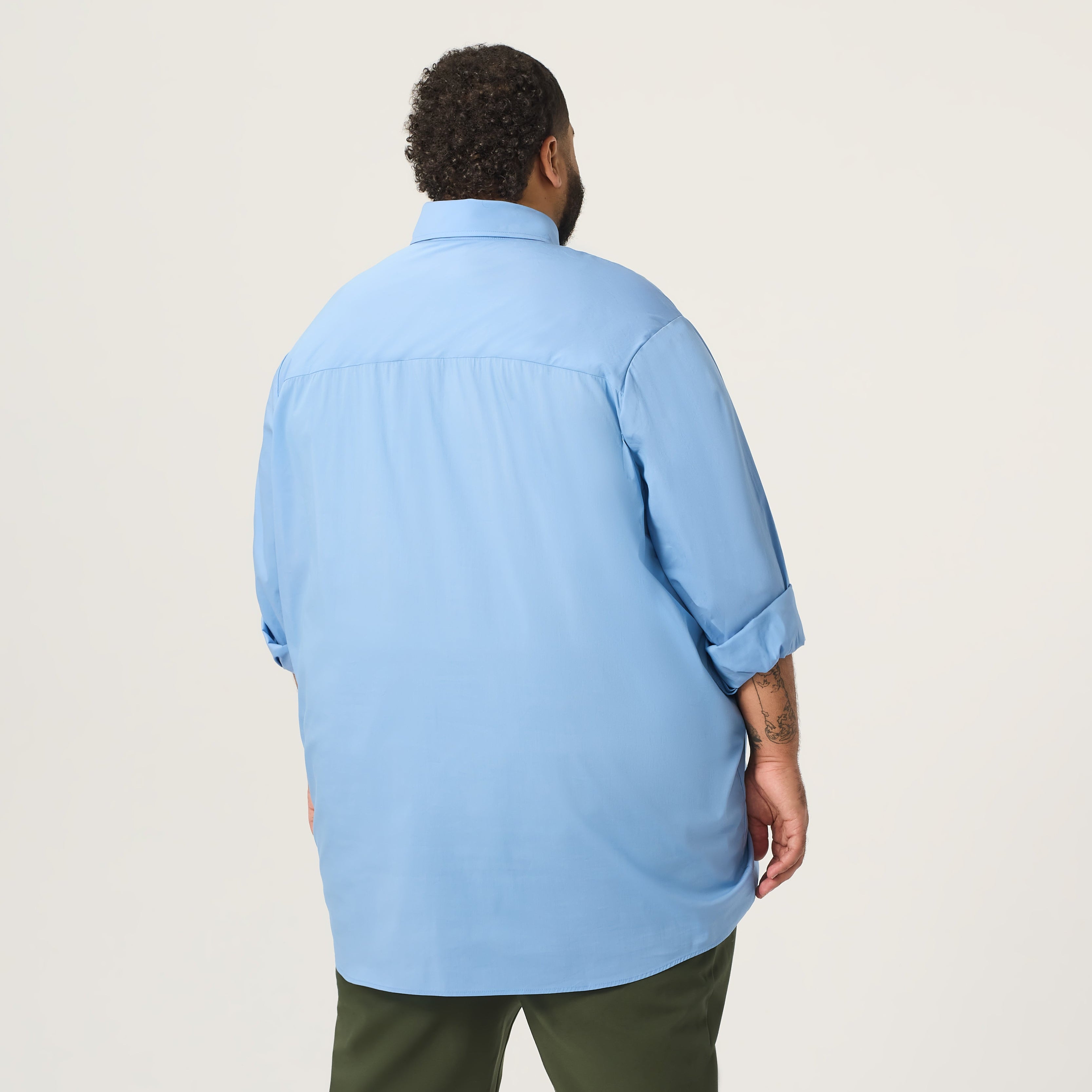 Wide the Brand | Long Sleeve Stretch Shirt | XL to 6XL | Peri Blue
