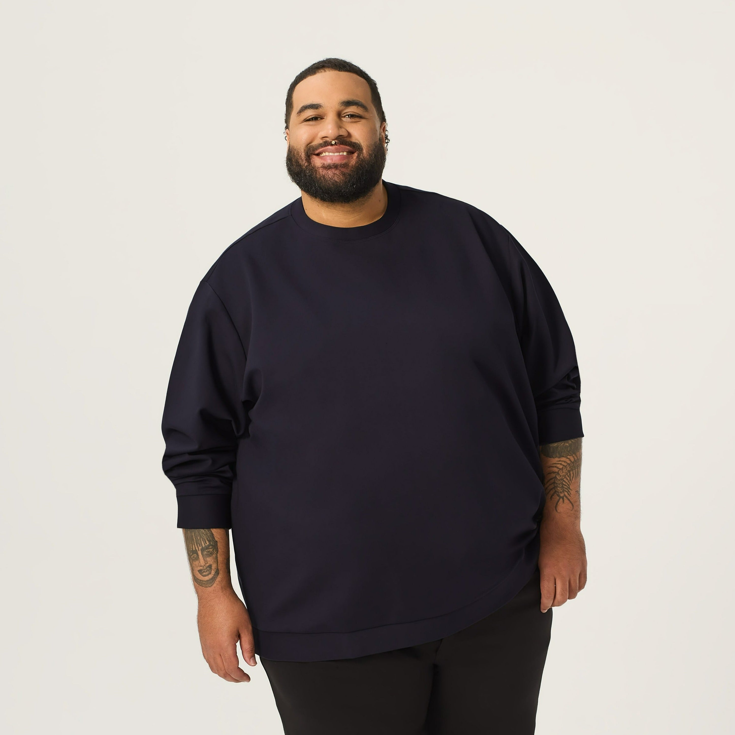 Wide the Brand | Stretch Crewneck Sweater | XL to 6XL | Navy Blue