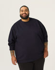 Wide the Brand | Stretch Crewneck Sweater | XL to 6XL | Navy Blue
