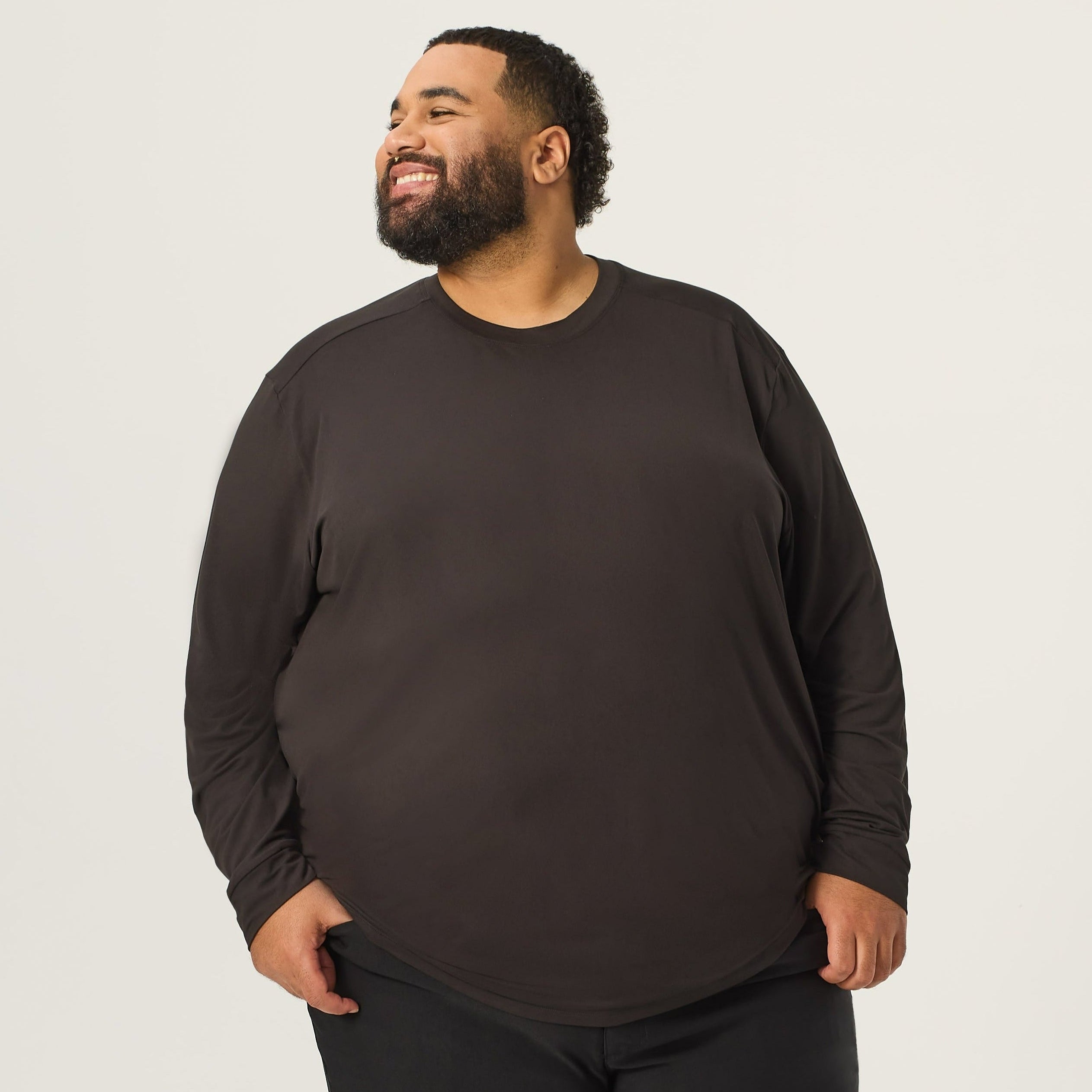 Wide the Brand | Premium Long Sleeve Tee | XL to 6XL | Black