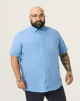 Wide the Brand | Short Sleeve Stretch Shirt | XL to 6XL | Peri Blue