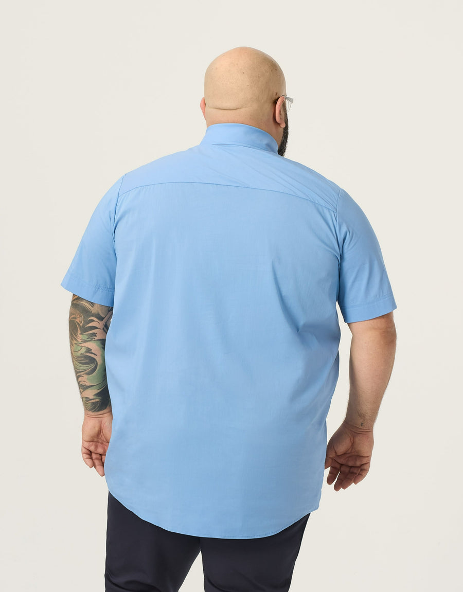 Wide the Brand | Short Sleeve Stretch Shirt | XL to 6XL | Peri Blue