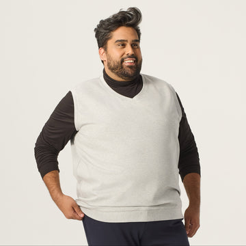 Wide the Brand | Stretch Sweater Vest | XL to 6XL | Light Grey
