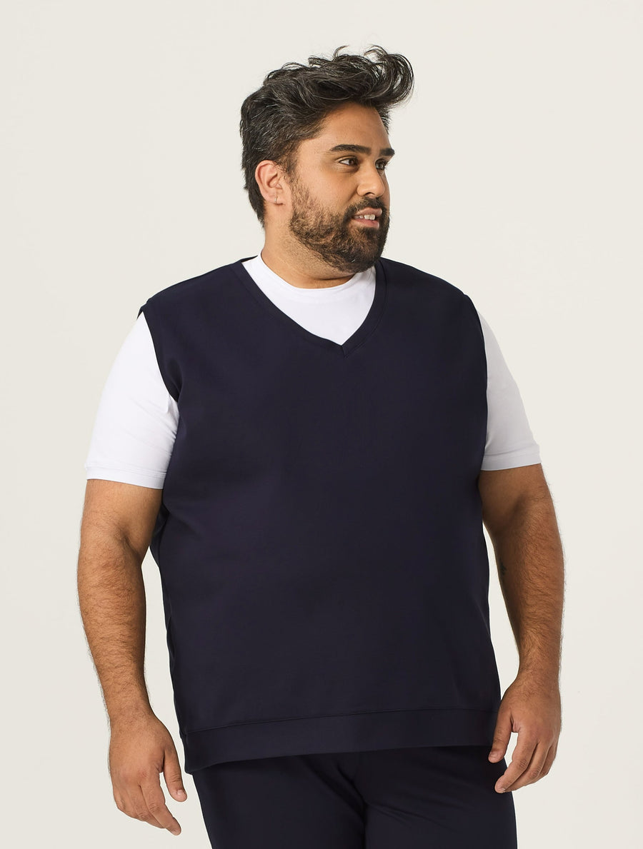 Wide the Brand | Stretch Sweater Vest | XL to 6XL | Navy Blue