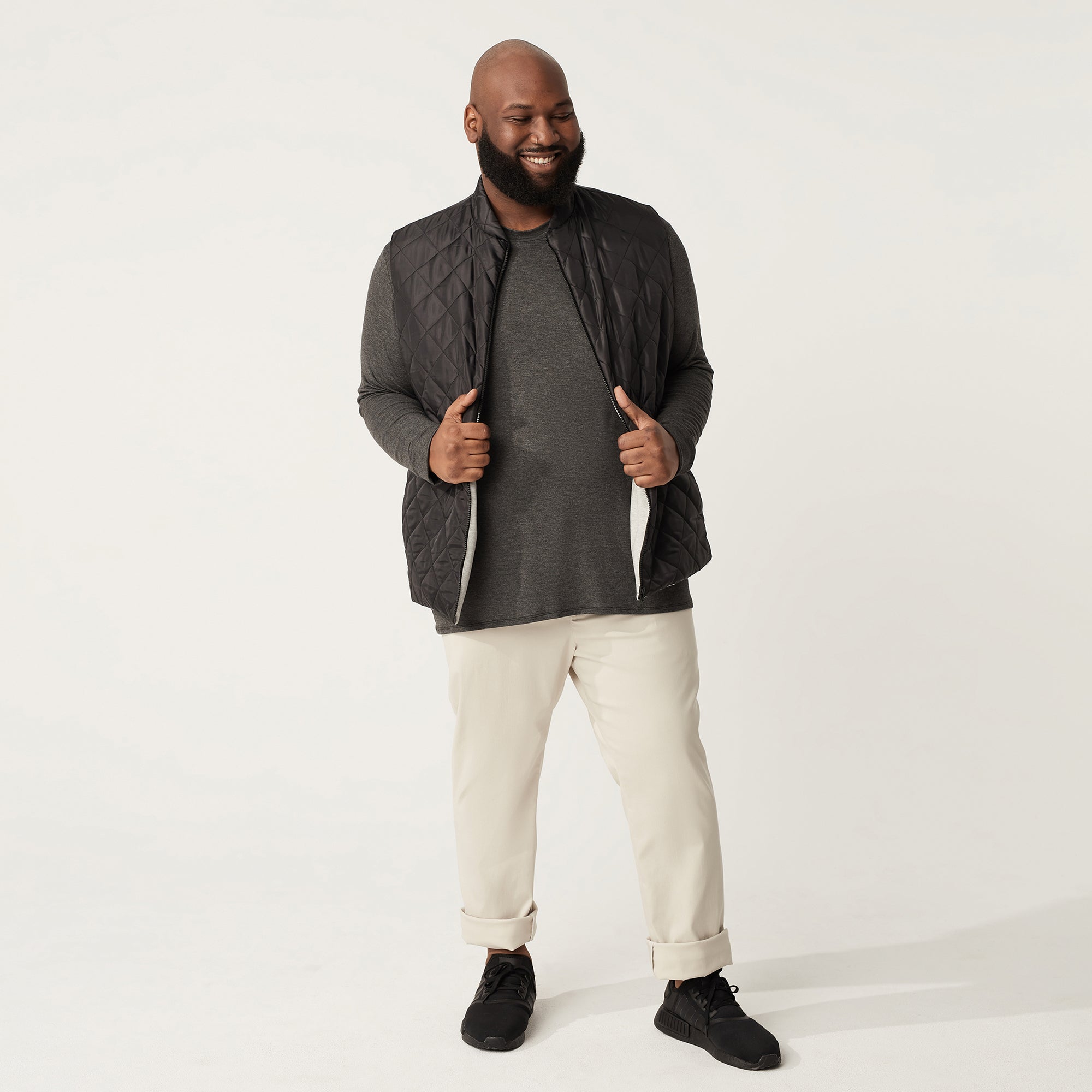 Wide the Brand | Quilted Puffer Vest | XL to 6XL | Black